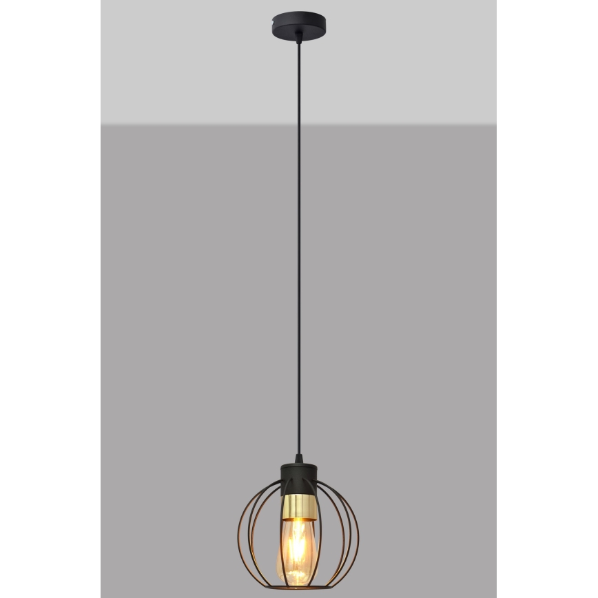 Luster na sajli STARLIGHT 1xE27/15W/230V crna/zlatna