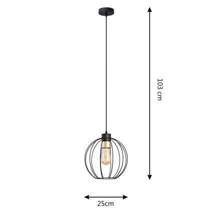 Luster na sajli STARLIGHT 1xE27/15W/230V crna/zlatna