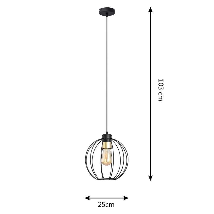 Luster na sajli STARLIGHT 1xE27/15W/230V crna/zlatna