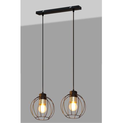 Luster na sajli STARLIGHT 2xE27/15W/230V crna/zlatna