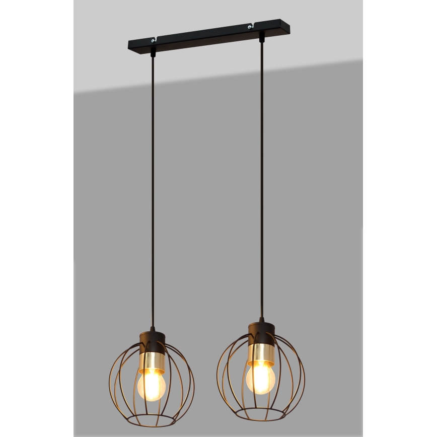 Luster na sajli STARLIGHT 2xE27/15W/230V crna/zlatna