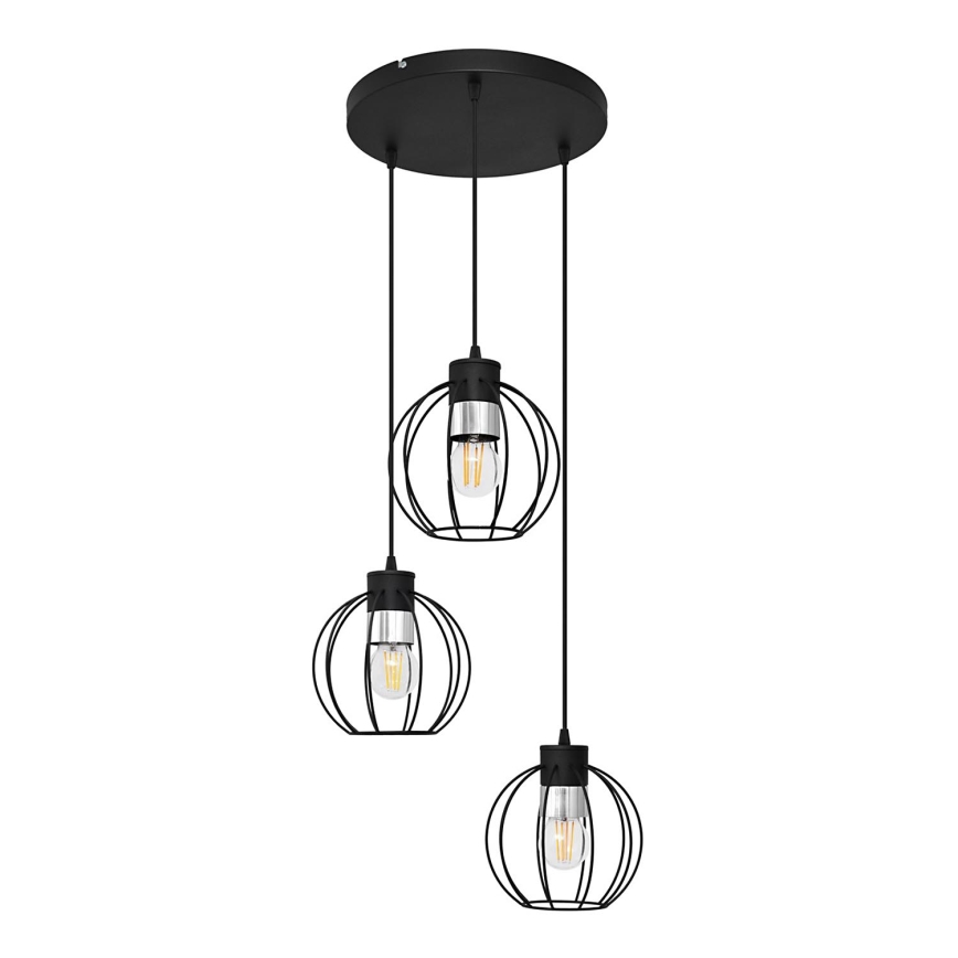 Luster na sajli STARLIGHT 3xE27/15W/230V crna/srebrna