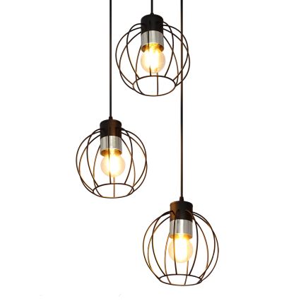 Luster na sajli STARLIGHT 3xE27/15W/230V crna/srebrna