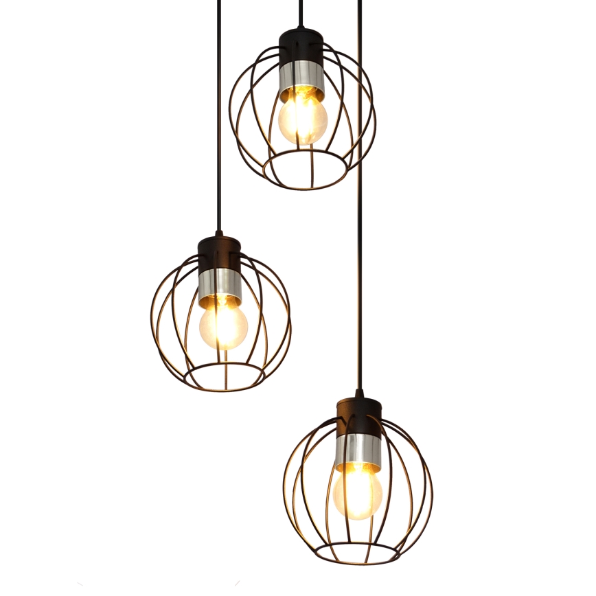 Luster na sajli STARLIGHT 3xE27/15W/230V crna/srebrna