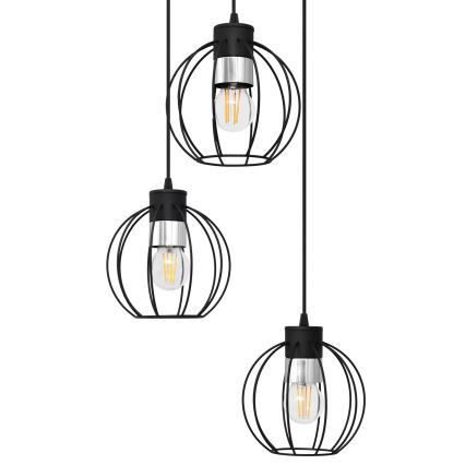 Luster na sajli STARLIGHT 3xE27/15W/230V crna/srebrna