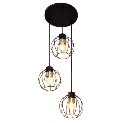 Luster na sajli STARLIGHT 3xE27/15W/230V crna/srebrna