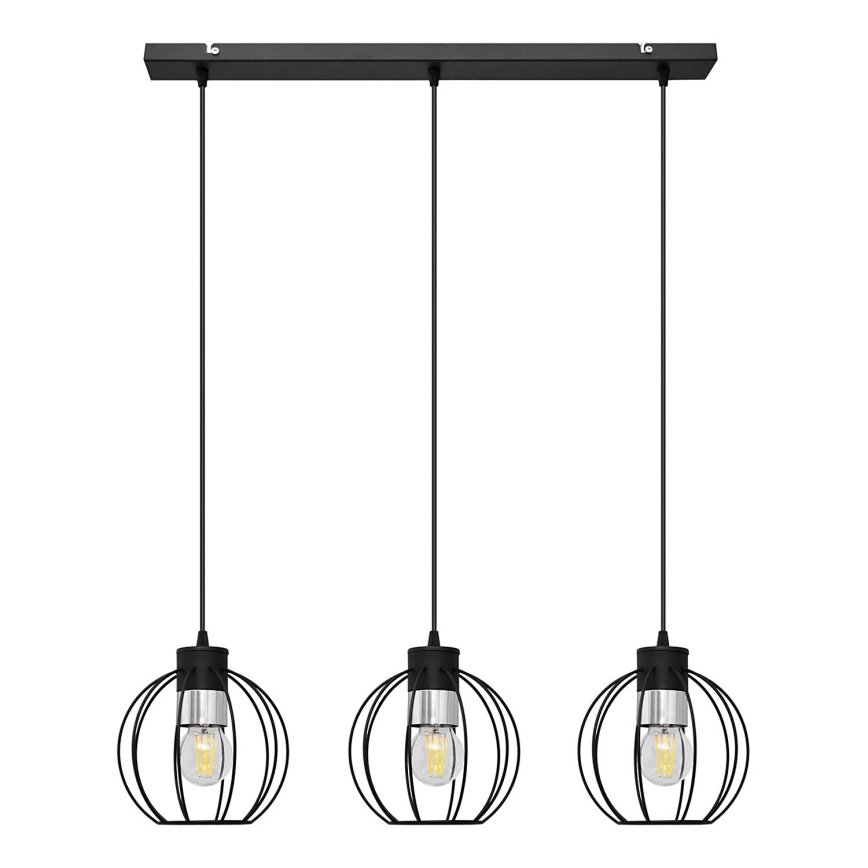 Luster na sajli STARLIGHT 3xE27/15W/230V crna/srebrna