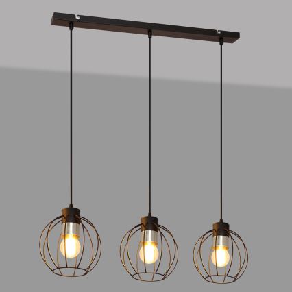Luster na sajli STARLIGHT 3xE27/15W/230V crna/srebrna