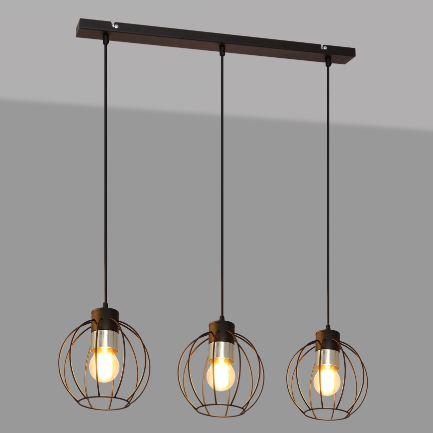 Luster na sajli STARLIGHT 3xE27/15W/230V crna/srebrna