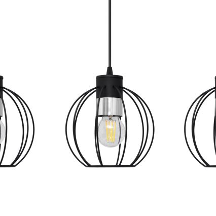Luster na sajli STARLIGHT 3xE27/15W/230V crna/srebrna