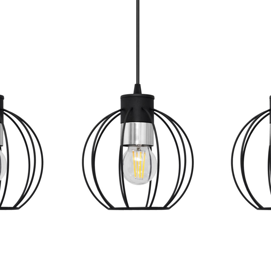 Luster na sajli STARLIGHT 3xE27/15W/230V crna/srebrna