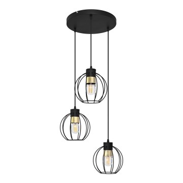 Luster na sajli STARLIGHT 3xE27/15W/230V crna/zlatna