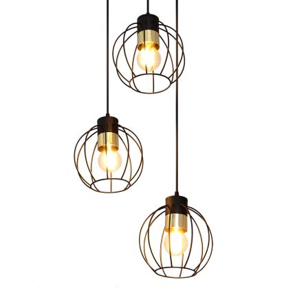 Luster na sajli STARLIGHT 3xE27/15W/230V crna/zlatna