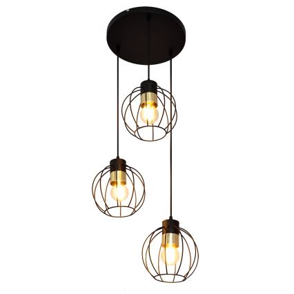Luster na sajli STARLIGHT 3xE27/15W/230V crna/zlatna