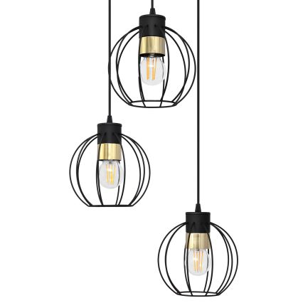 Luster na sajli STARLIGHT 3xE27/15W/230V crna/zlatna