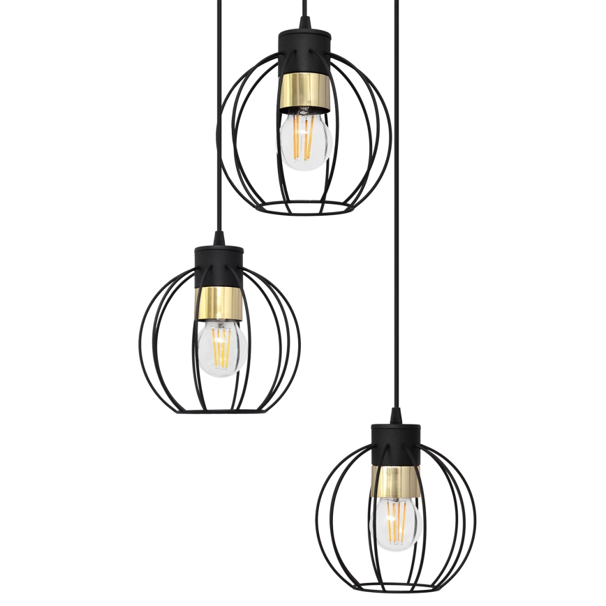 Luster na sajli STARLIGHT 3xE27/15W/230V crna/zlatna