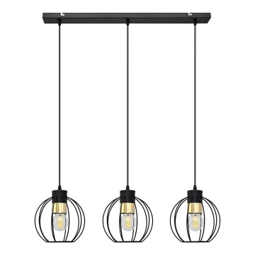 Luster na sajli STARLIGHT 3xE27/15W/230V crna/zlatna