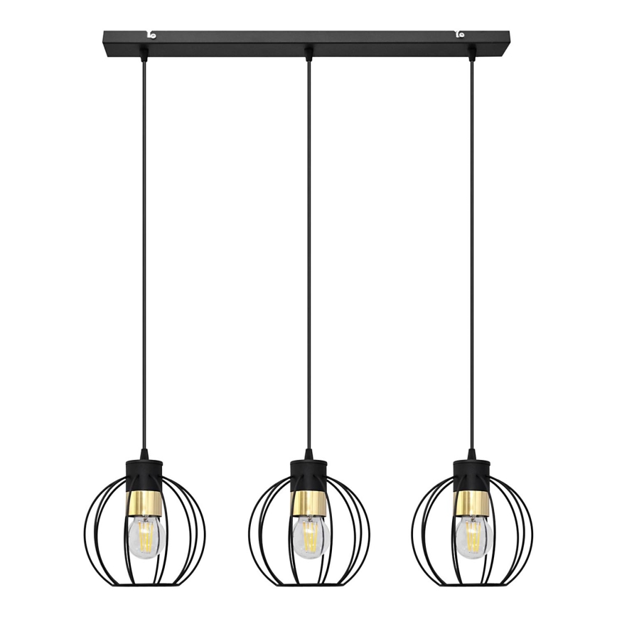 Luster na sajli STARLIGHT 3xE27/15W/230V crna/zlatna