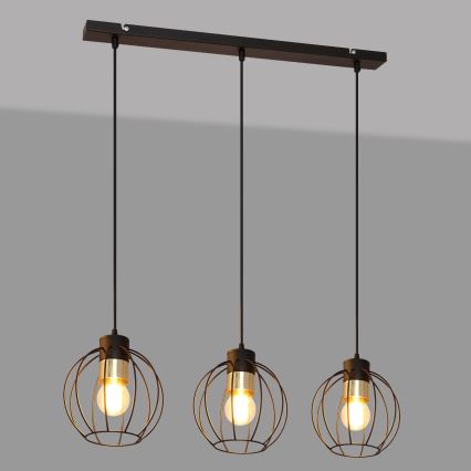 Luster na sajli STARLIGHT 3xE27/15W/230V crna/zlatna