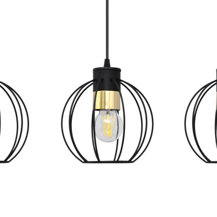 Luster na sajli STARLIGHT 3xE27/15W/230V crna/zlatna