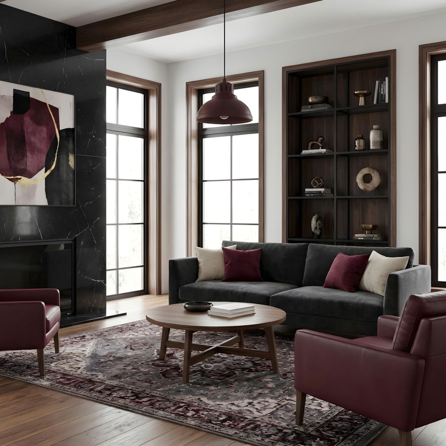 Luster na sajli SVEN 1xE27/15W/230V bordo