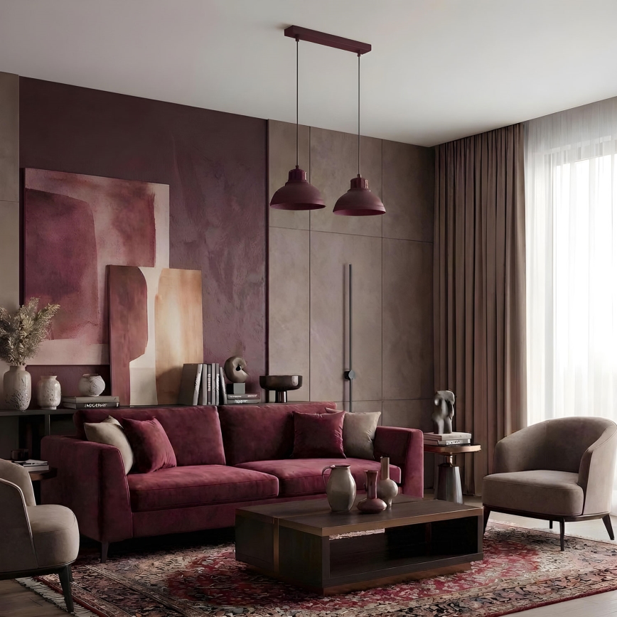 Luster na sajli SVEN 2xE27/15W/230V u boji burgundije