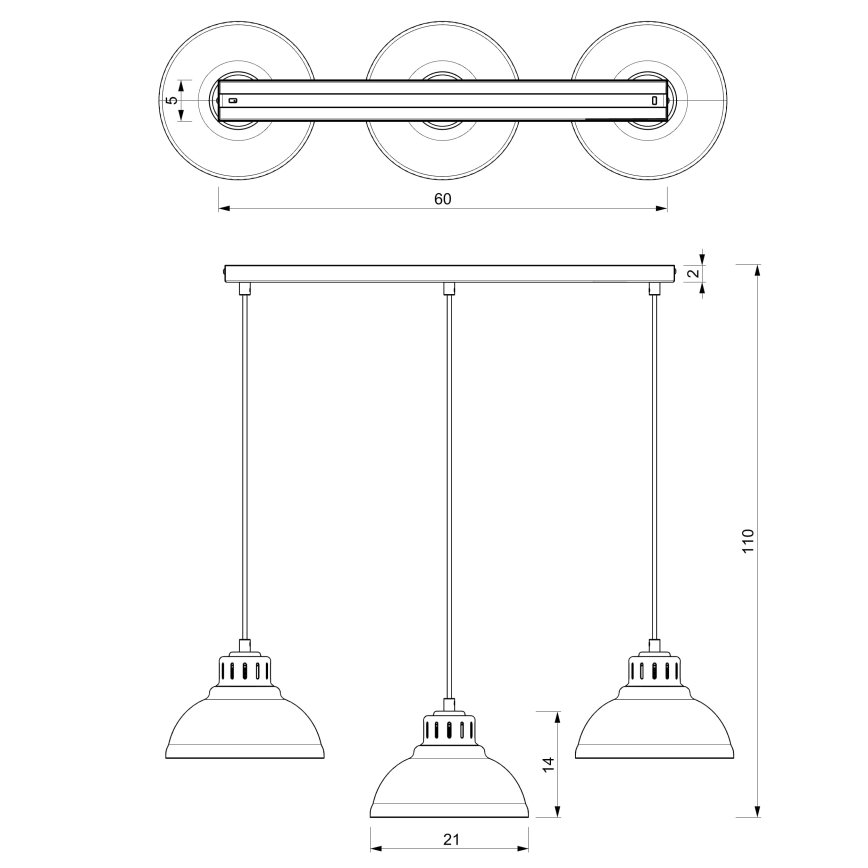 Luster na sajli SVEN 3xE27/15W/230V bijela