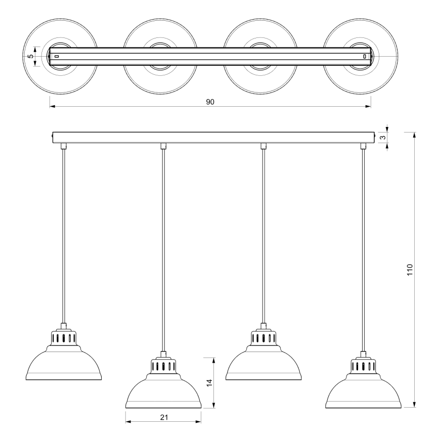Luster na sajli SVEN 4xE27/15W/230V bijela