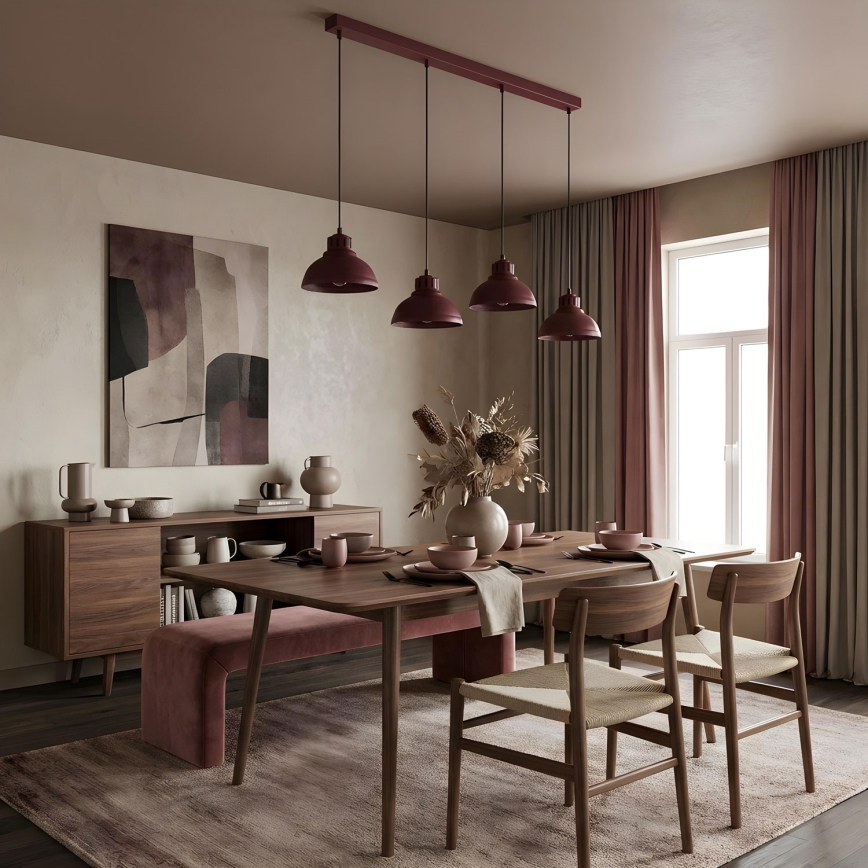 Luster na sajli SVEN 4xE27/15W/230V bordo