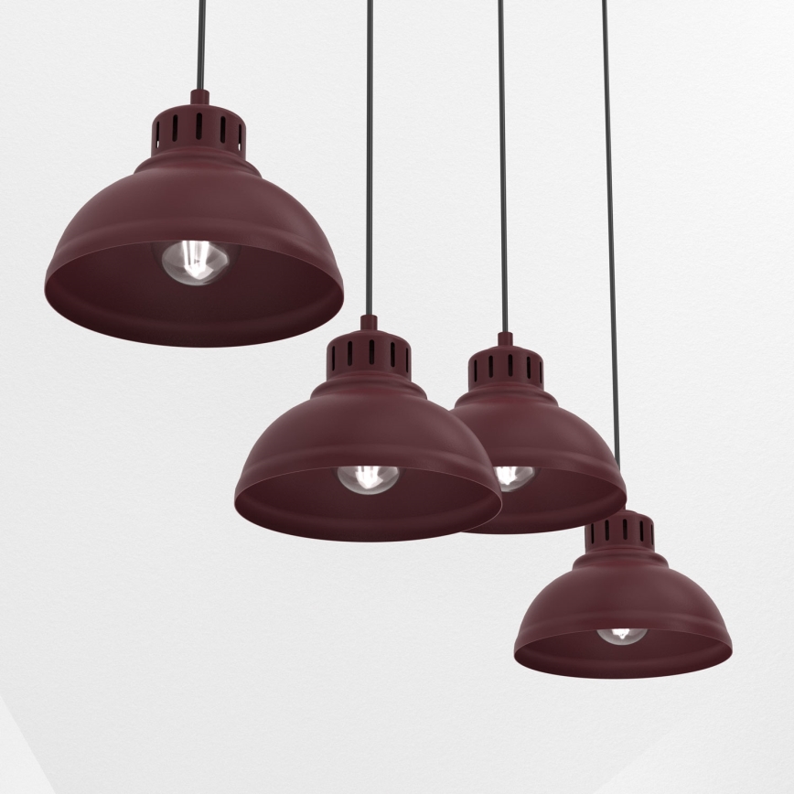 Luster na sajli SVEN 4xE27/15W/230V bordo