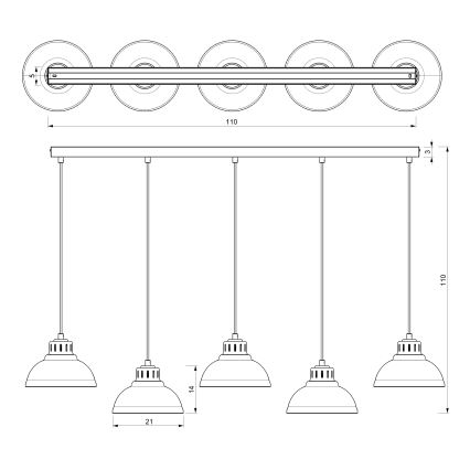 Luster na sajli SVEN 5xE27/15W/230V bijela