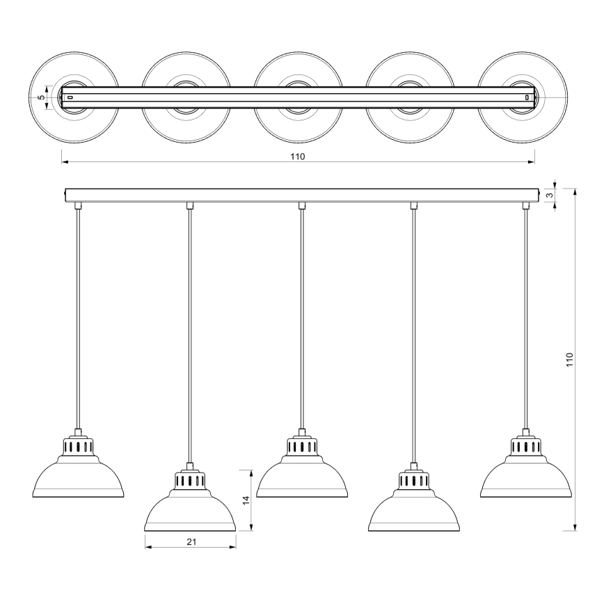 Luster na sajli SVEN 5xE27/15W/230V bijela