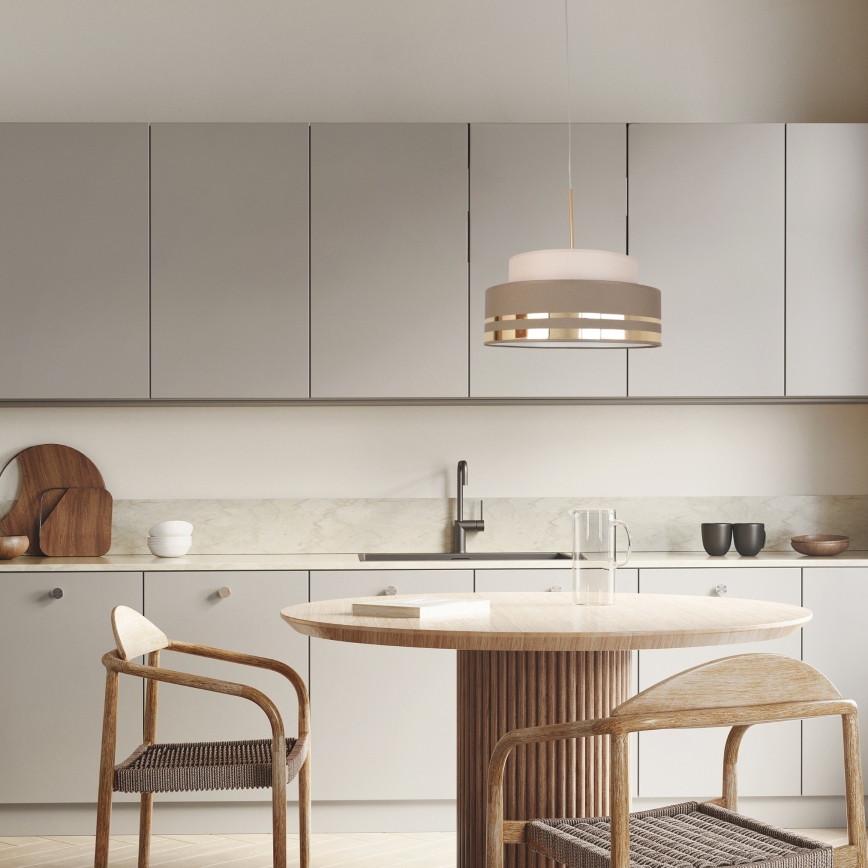 Luster na sajli TAMI 1xE27/60W/230V bež/smeđa/zlatna