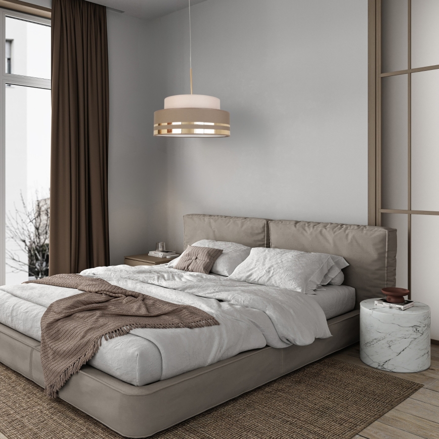 Luster na sajli TAMI 1xE27/60W/230V bež/smeđa/zlatna