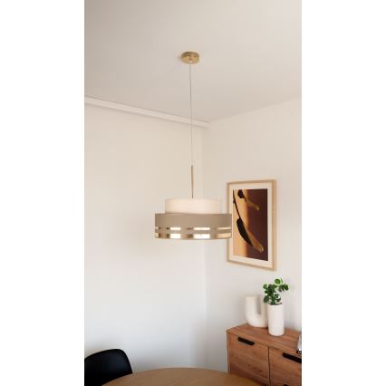 Luster na sajli TAMI 1xE27/60W/230V bež/smeđa/zlatna