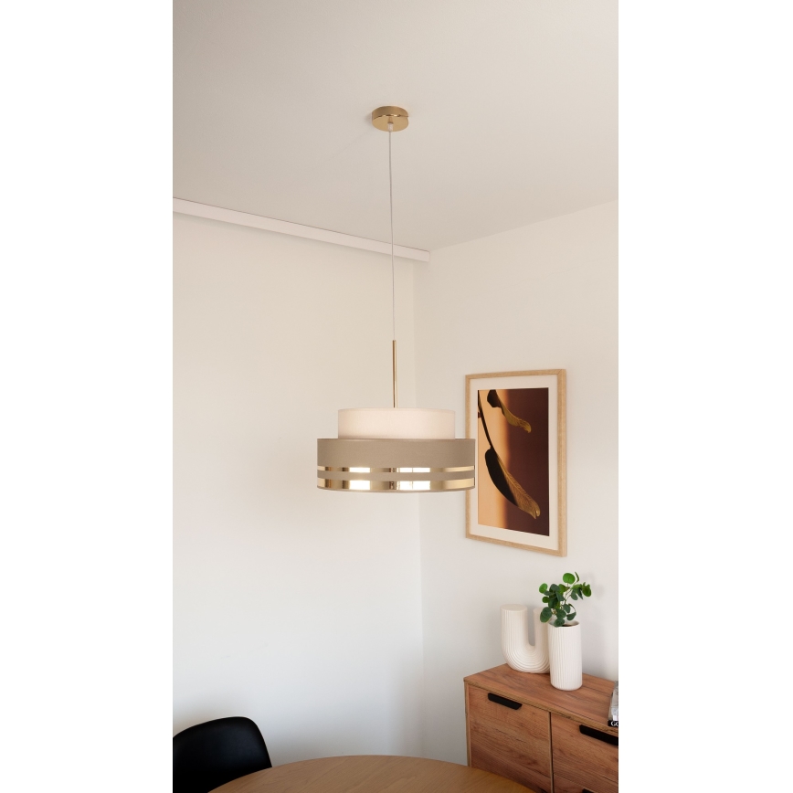 Luster na sajli TAMI 1xE27/60W/230V bež/smeđa/zlatna