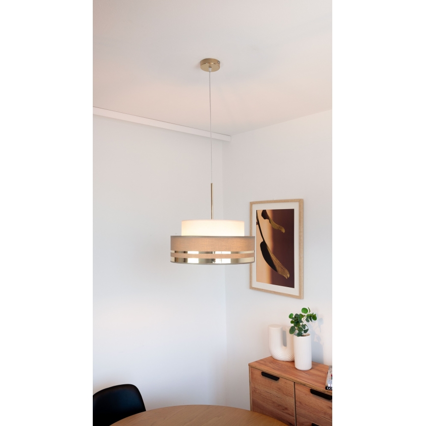 Luster na sajli TAMI 1xE27/60W/230V bež/smeđa/zlatna