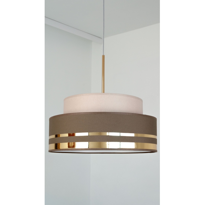 Luster na sajli TAMI 1xE27/60W/230V bež/smeđa/zlatna