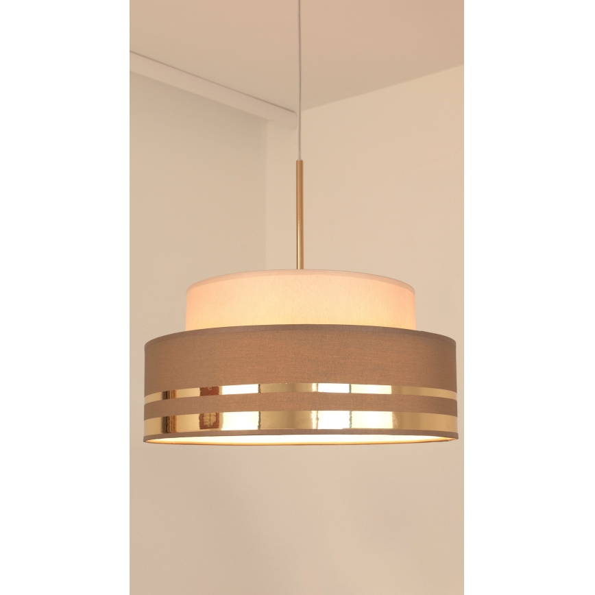 Luster na sajli TAMI 1xE27/60W/230V bež/smeđa/zlatna