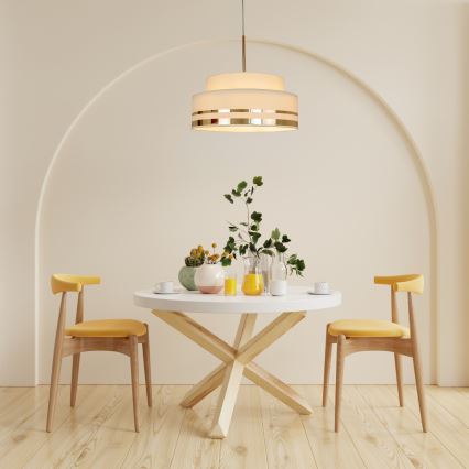 Luster na sajli TAMI 1xE27/60W/230V pr. 40 cm bež/zlatna