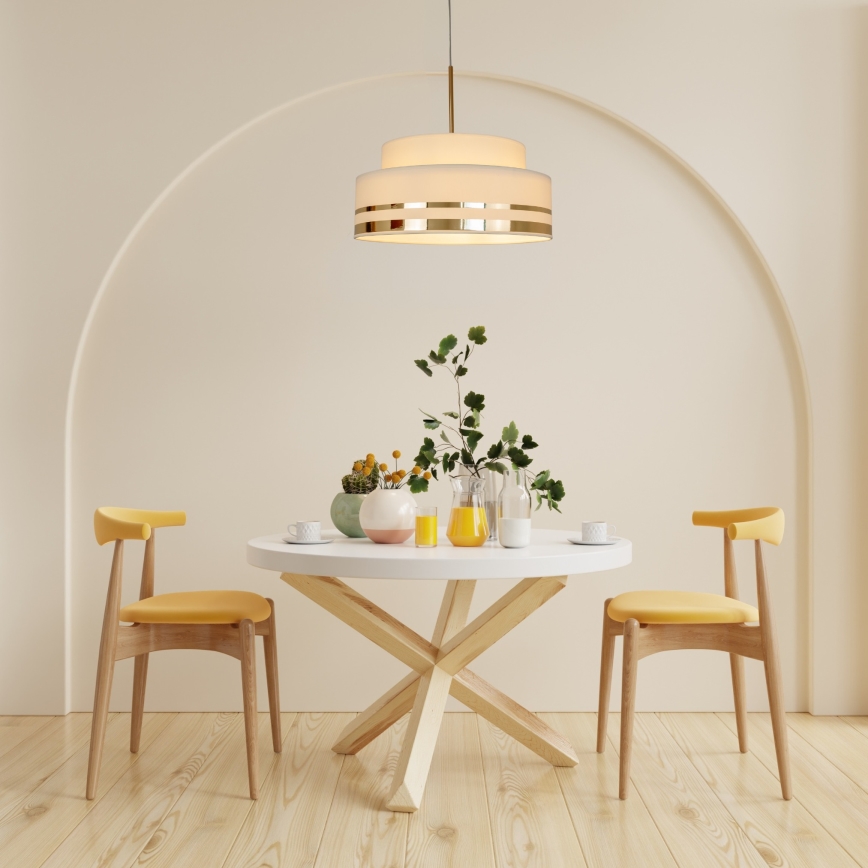 Luster na sajli TAMI 1xE27/60W/230V pr. 40 cm bež/zlatna