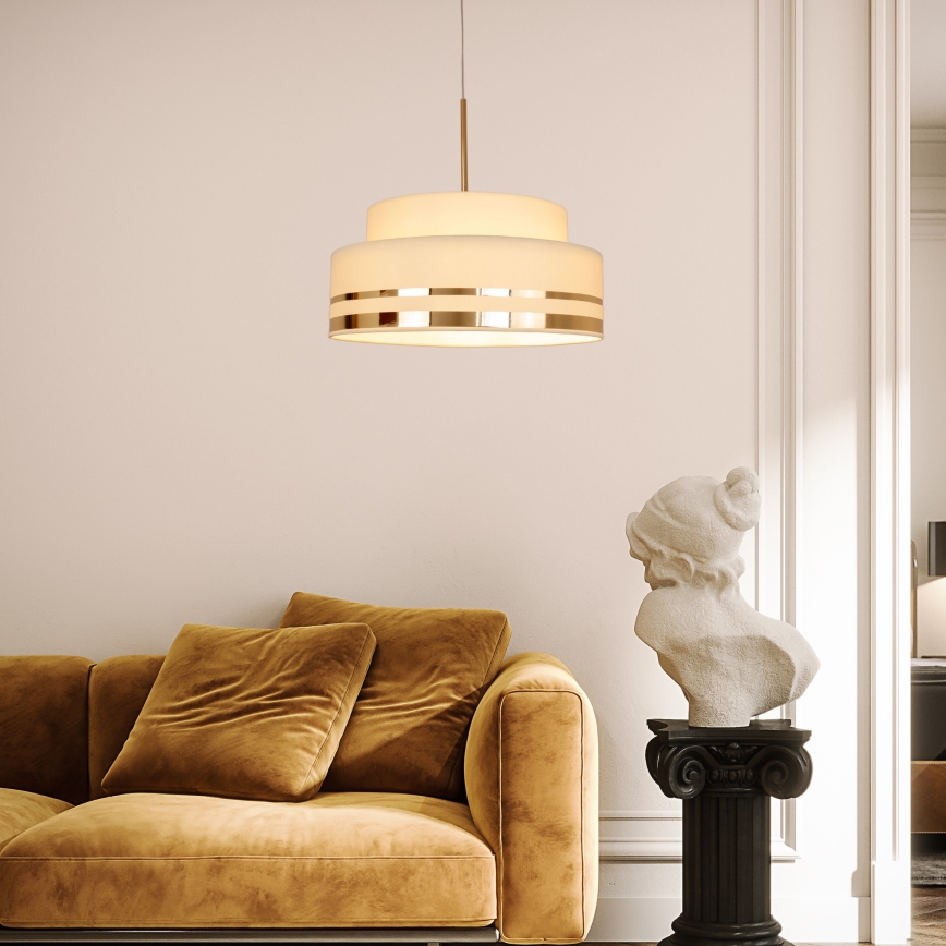 Luster na sajli TAMI 1xE27/60W/230V pr. 40 cm bež/zlatna