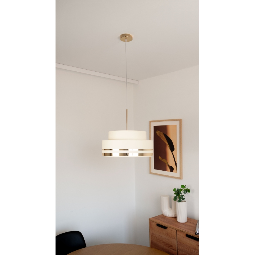 Luster na sajli TAMI 1xE27/60W/230V pr. 40 cm bež/zlatna
