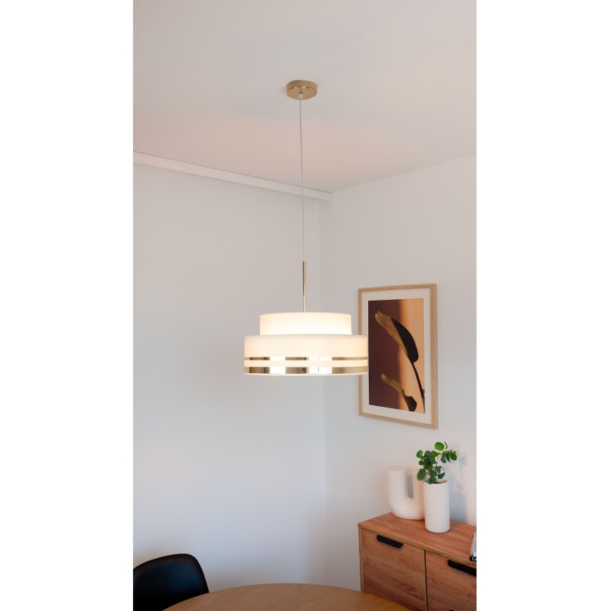 Luster na sajli TAMI 1xE27/60W/230V pr. 40 cm bež/zlatna