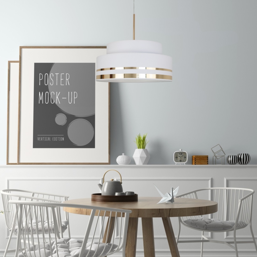 Luster na sajli TAMI 1xE27/60W/230V pr. 40 cm krem/zlatna