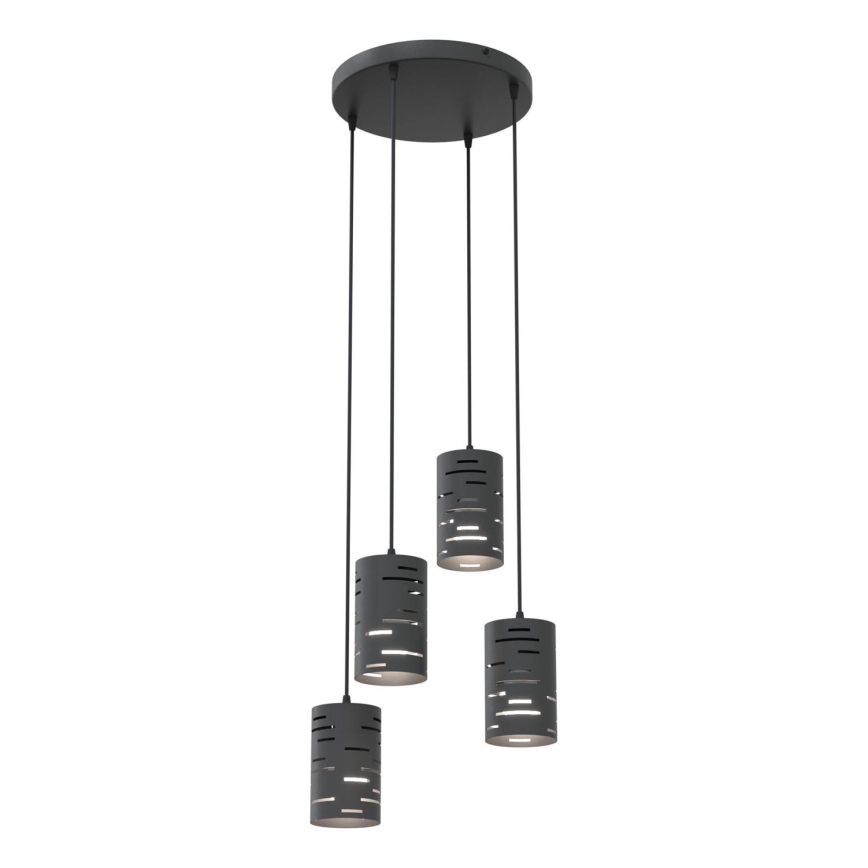 Luster na sajli TANK 4xE27/15W/230V pr. 36 cm crna