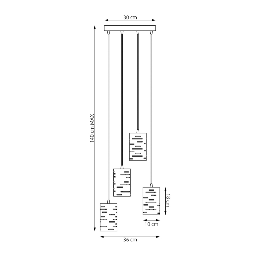 Luster na sajli TANK 4xE27/15W/230V pr. 36 cm crna