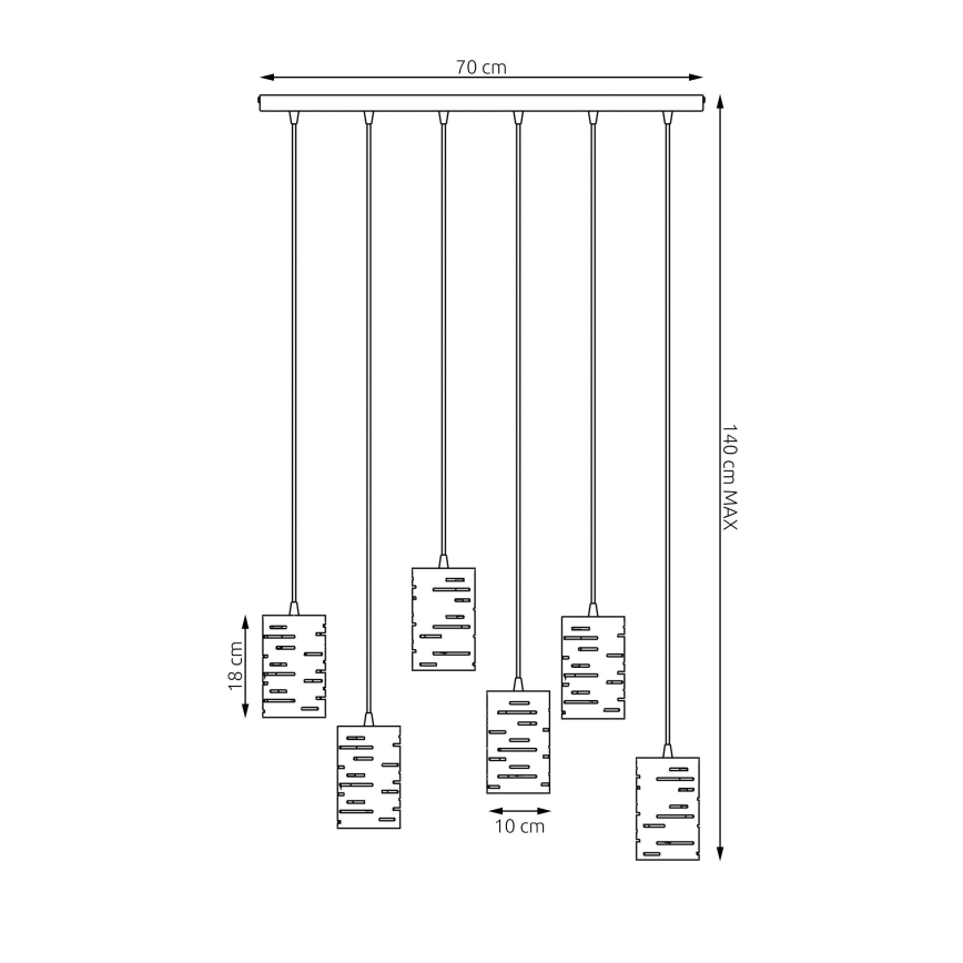 Luster na sajli TANK 6xE27/15W/230V crna