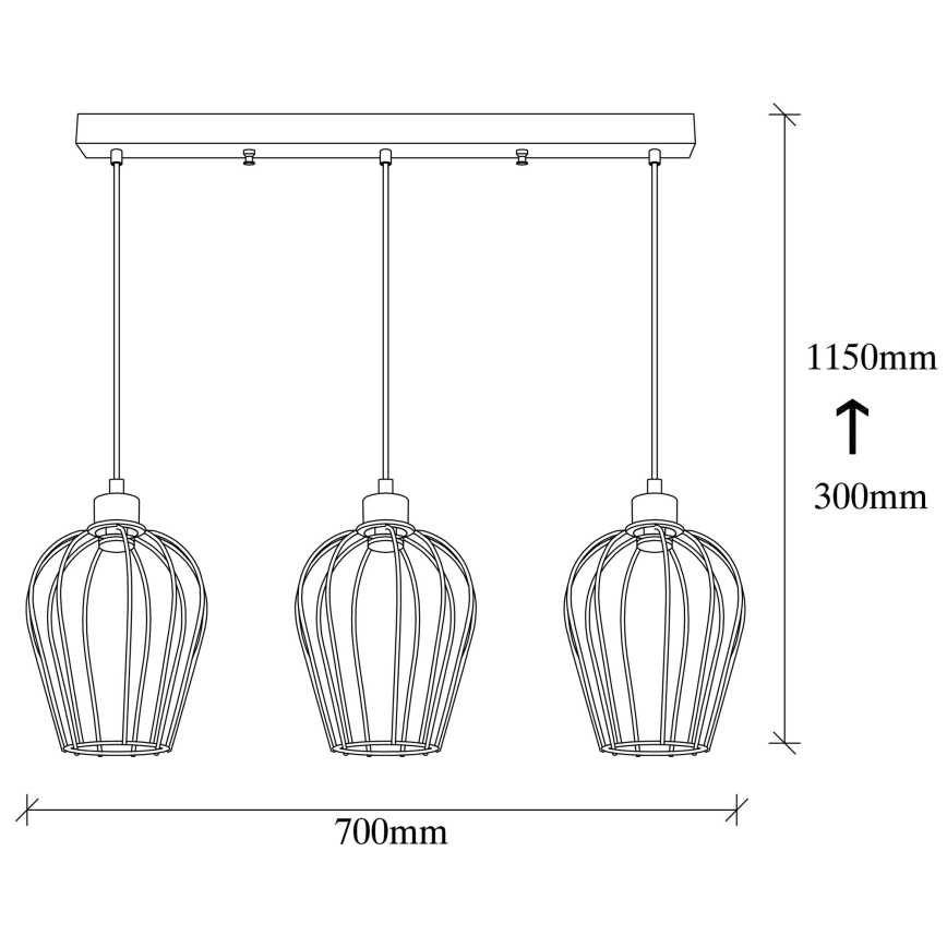Luster na sajli TEL 3xE27/100W/230V