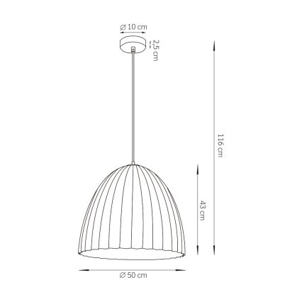 Luster na sajli TELMA 1xE27/60W/230V pr. 50 cm crna/zlatna